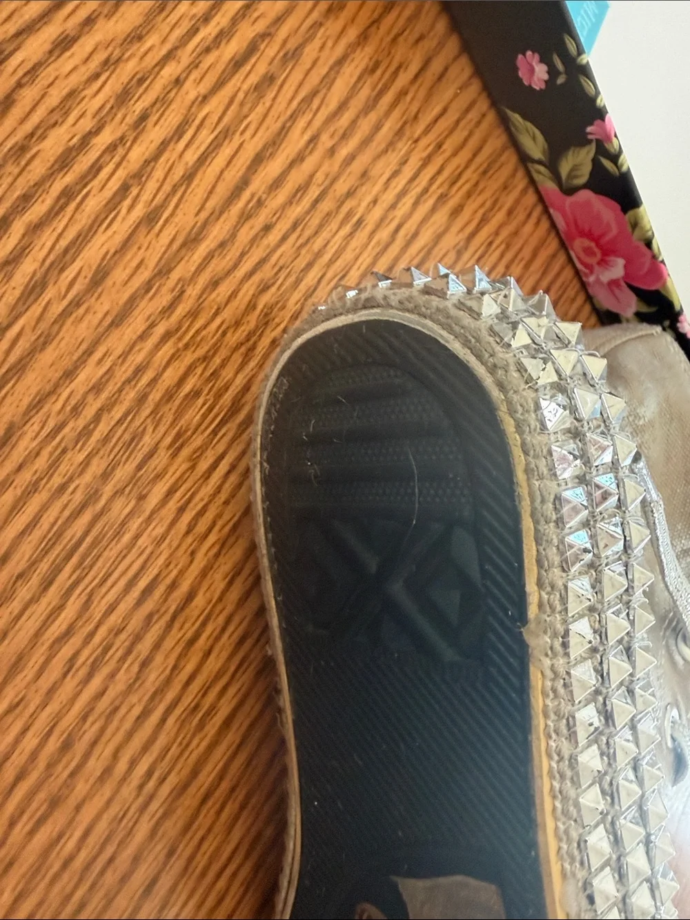 Metallic Taupe High-Top Sneakers with Crystal Stud Detailing - Picture 5 of 8